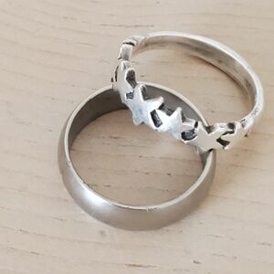 Vintage Sterling Silver Star Band Ring Bundle Size 6